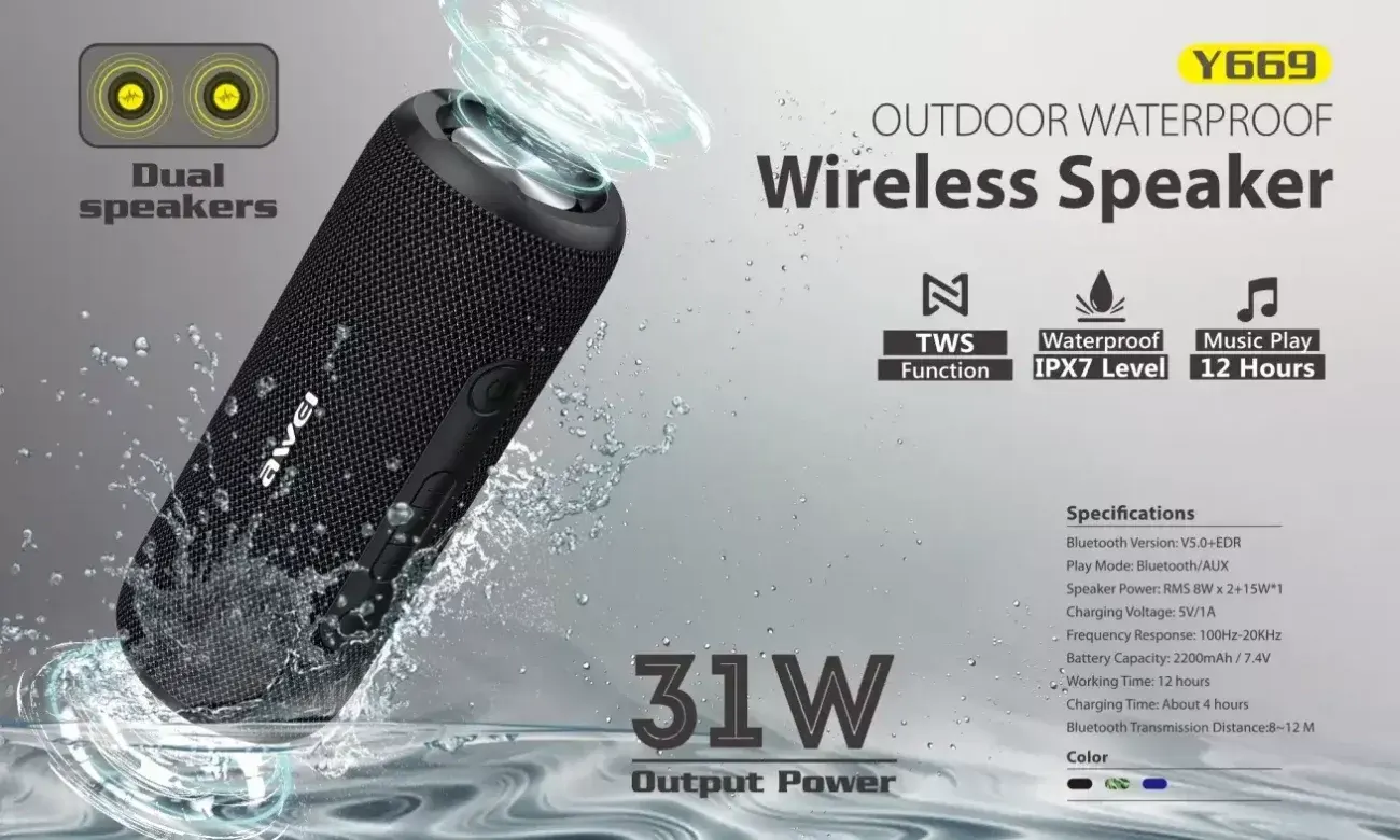 Awei-Y669-Portable-Waterproof-Bluetooth-speaker price in bangladesh