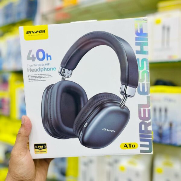 " Awei AT8 Wireless Overhead Headphones - 40mm Drivers, 40H Playtime"
