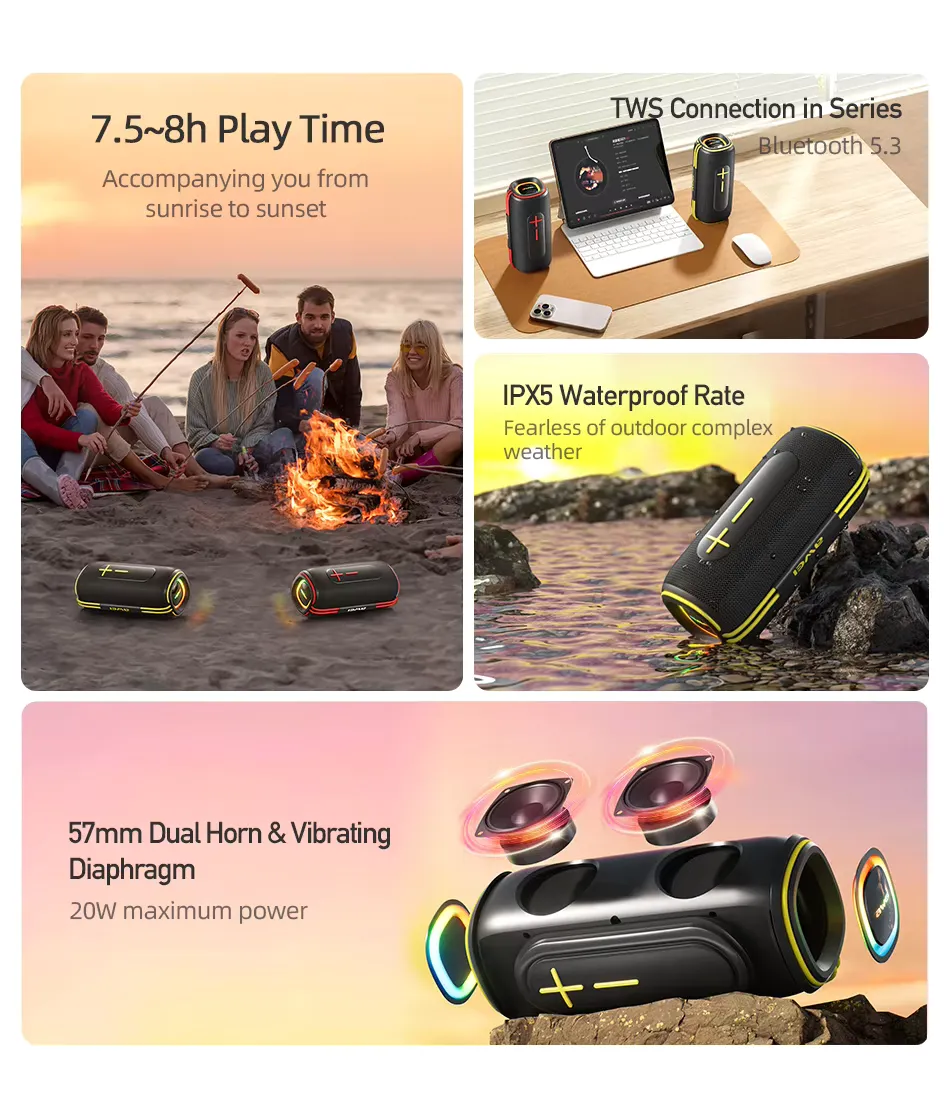 Awei KA5 20W Portable Wireless Bluetooth Speaker with RGB Light & TWS price in bangladesh