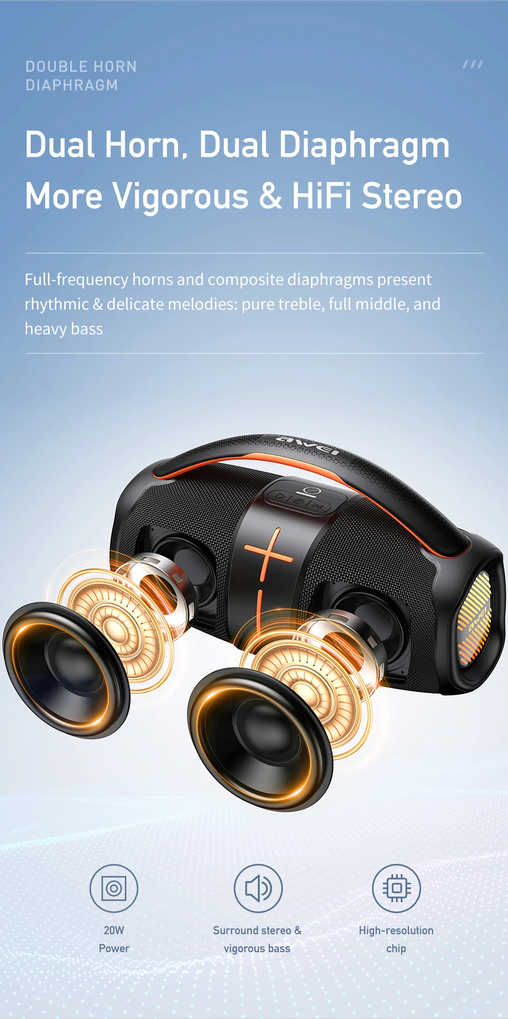 Awei Y887 20W Portable Bluetooth Speaker price in bangladesh