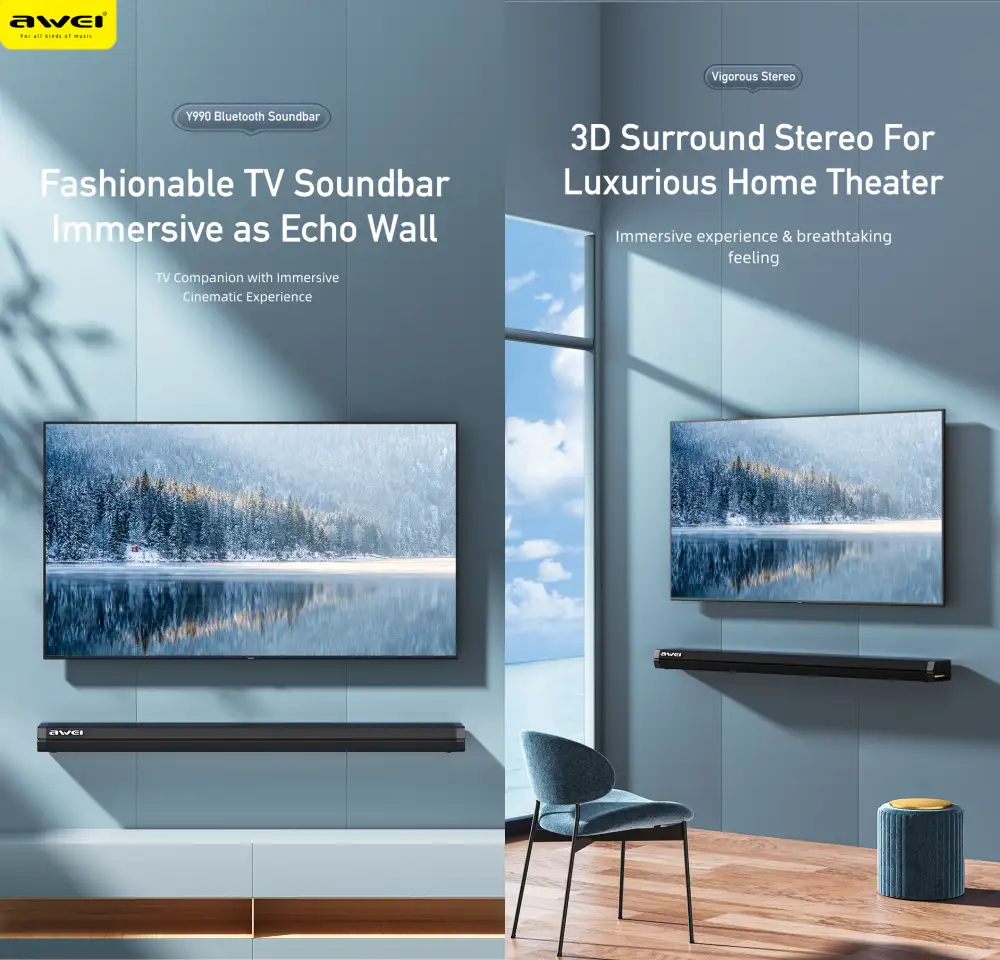 Awei Y990 100W Dual-Speaker Home Theater TV Soundbar with 3D Surround price in bangladesh