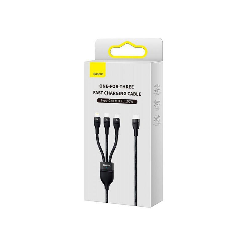 Baseus 100W 3-in-1 Multi USB Charging Cable Type C to C-M-L price in bangladesh