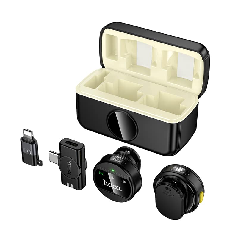 Hoco L22 Bright Wireless Microphone Dual Clip-on Lapel Mic with ENC Noise Reduction price in bangladesh