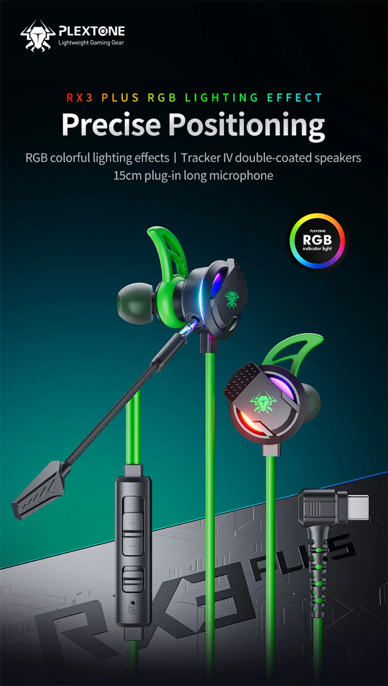 Plextone RX3 Plus Type-C Wired Gaming Earphone With Detachable Boom Mic price in bangladesh
