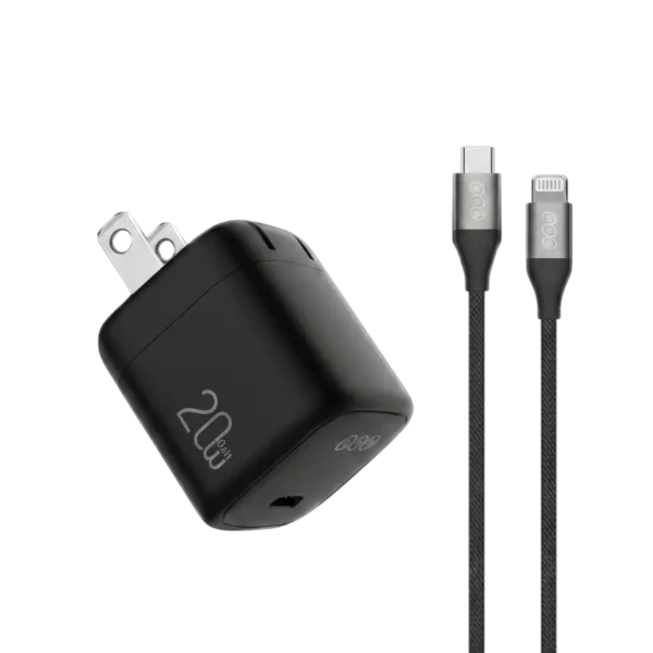 QCY CK03-MG 20W GaN Fast Charger Set Type-C to Lightning Braided Cable 1.2m
