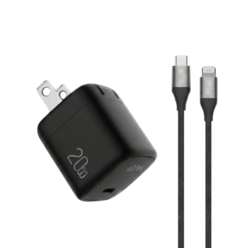 QCY CK03-MG 20W GaN Fast Charger Set Type-C to Lightning Braided Cable 1.2m