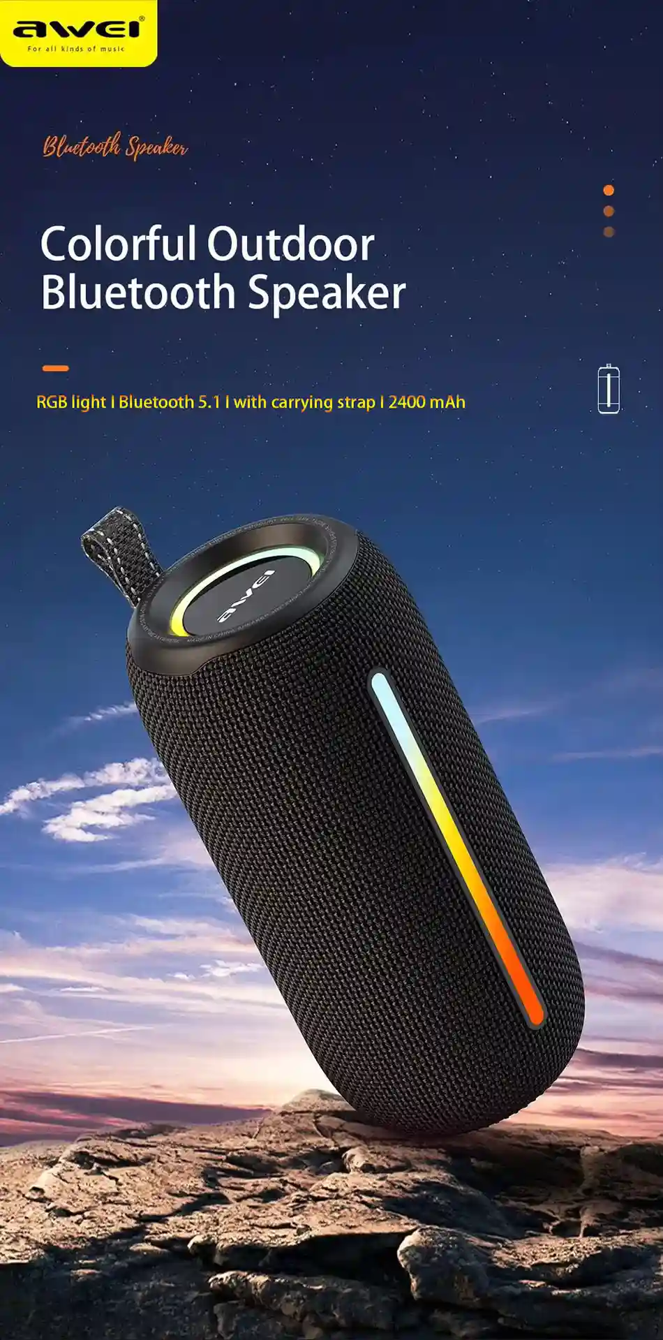 Awei Y788 Waterproof Wireless Outdoor Speaker 20W Hi-Fi Stereo Bass price in bangladesh