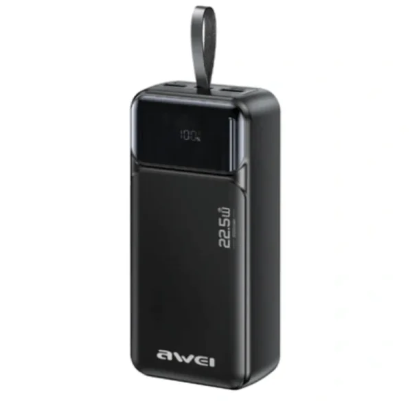 AWEI PA-104 30000mAh Power Bank 22.5W Fast Charging with Built-in Type-C Cable