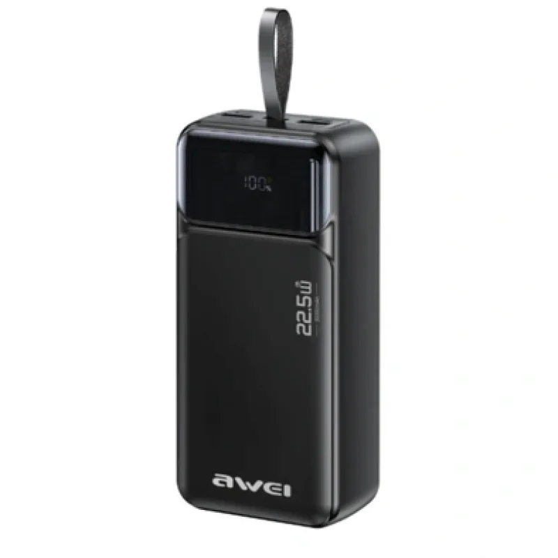 AWEI PA-104 30000mAh Power Bank 22.5W Fast Charging with Built-in Type-C Cable