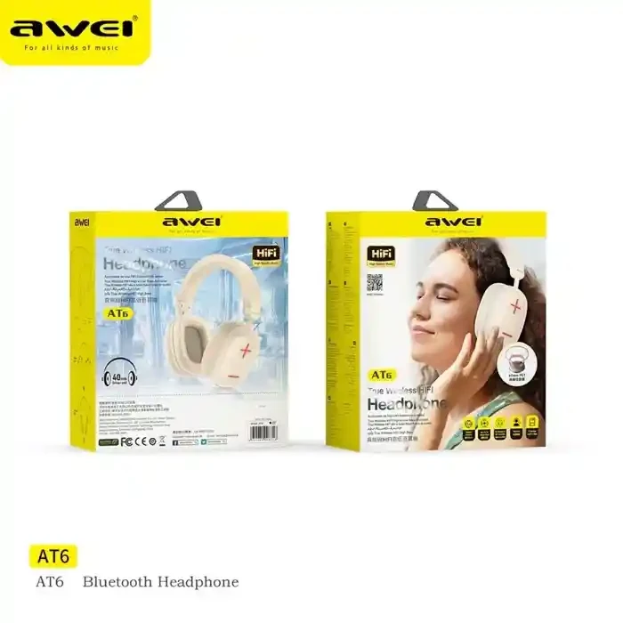 Awei AT6 Wireless Bluetooth Headphones Over-Ear Gaming Headset price in bangladesh