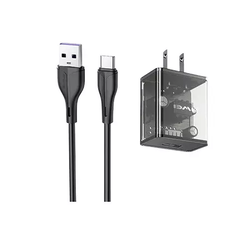 Awei C11T Transparent Fast Charger 15W Type-C Wall Adapter with 1M Cable price in bangladesh