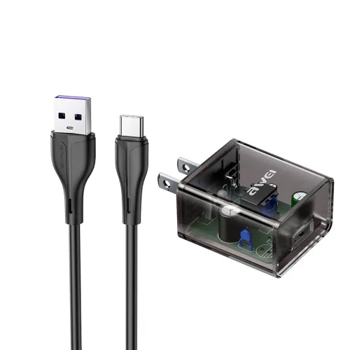 Awei C11T Transparent Fast Charger 15W Type-C Wall Adapter with 1M Cable