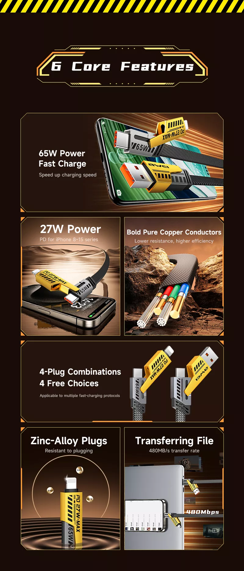 4-in-1 multi charging cable