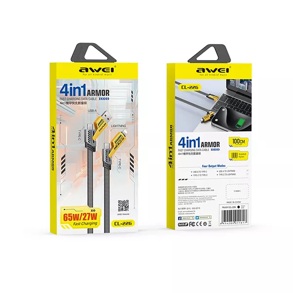 Awei CL-226 Universal 4-in-1 Braided Nylon Fast Charging Multi Cable price in bangladesh