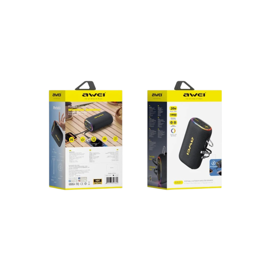 Awei KA31 20W Portable Bluetooth Speaker with 10,000mAh Power Bank price in bangladesh
