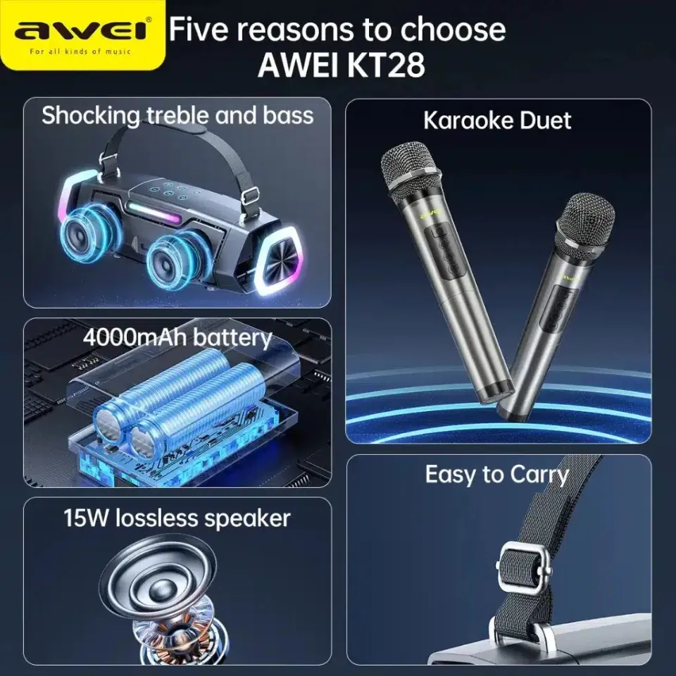 Awei KT28 30W Wireless Karaoke Bluetooth Speaker