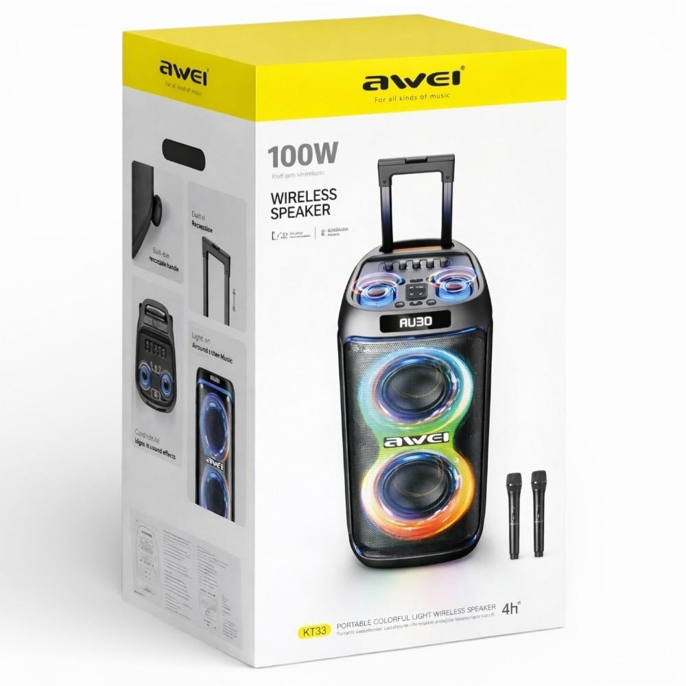 Awei KT33 100W Portable Bluetooth Trolley Speaker with 2 Wireless Mics price in bangladesh