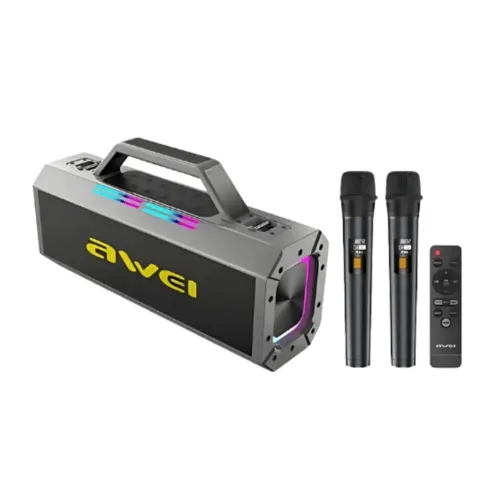 Awei KT8 120W Portable Karaoke Bluetooth Speaker with 2 Wireless Mics