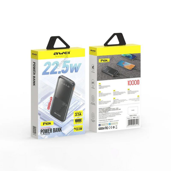 Awei P10K 10000mAh Slim Power Bank 22.5W price in bangladesh
