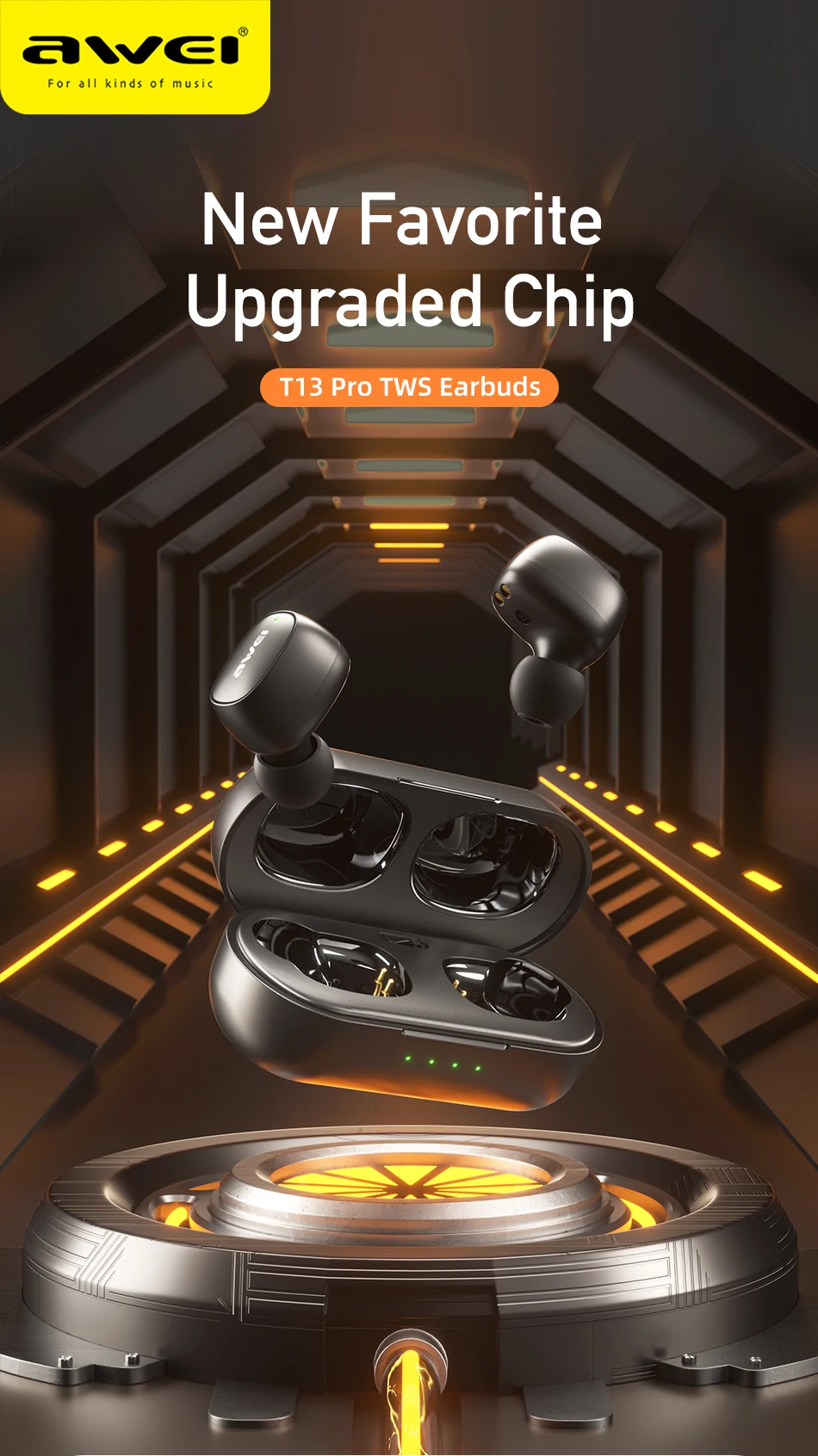 Awei T13 Pro TWS Earbuds Bluetooth 5.3 price in bangladesh