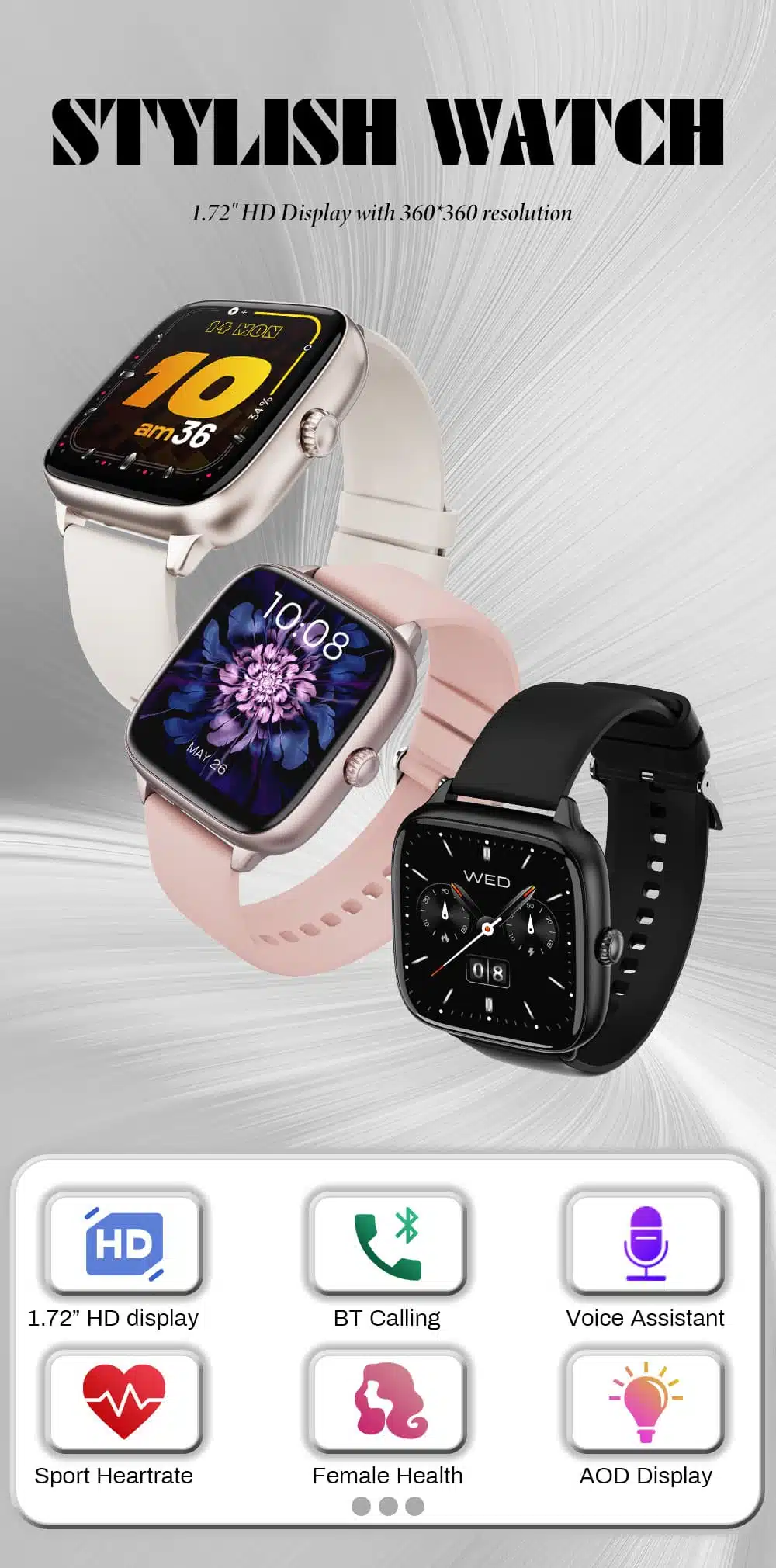 KFI W6 Lite Ladies Smart Watch with Bluetooth Calling price in bangladesh