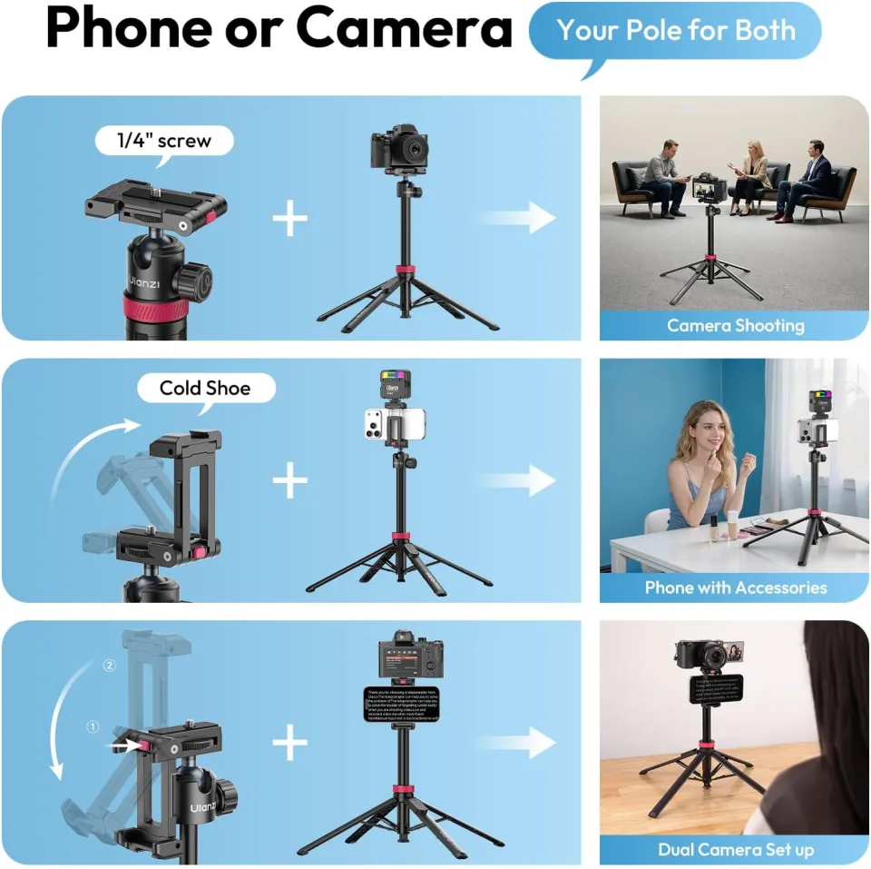 Ulanzi MT-44B 2-in-1 Extendable Vlog Tripod & Selfie Stick with Quadpod Base price in bangladesh