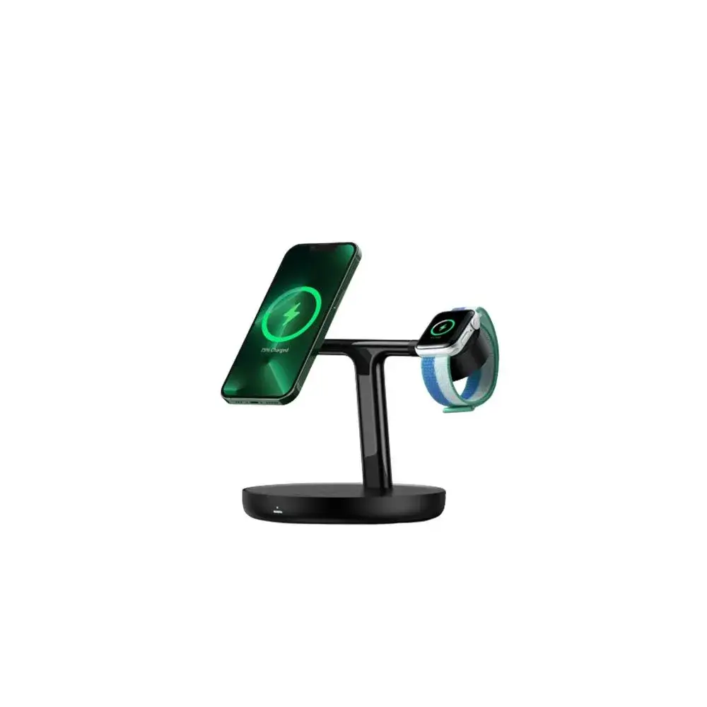 BASEUS-Swan-3in1-Wireless-20W-Magnetic-Charging-Bracket5 Side profile view of Baseus Swan 3in1 20W magnetic stand showing adjustable angle bracket
