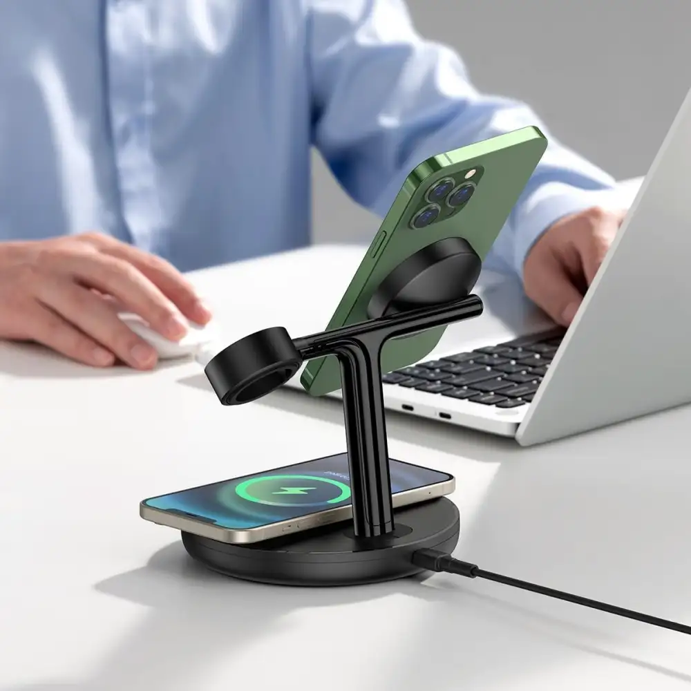 Baseus Swan 3in1 magnetic wireless charging bracket charging smartphone, watch, and earbuds