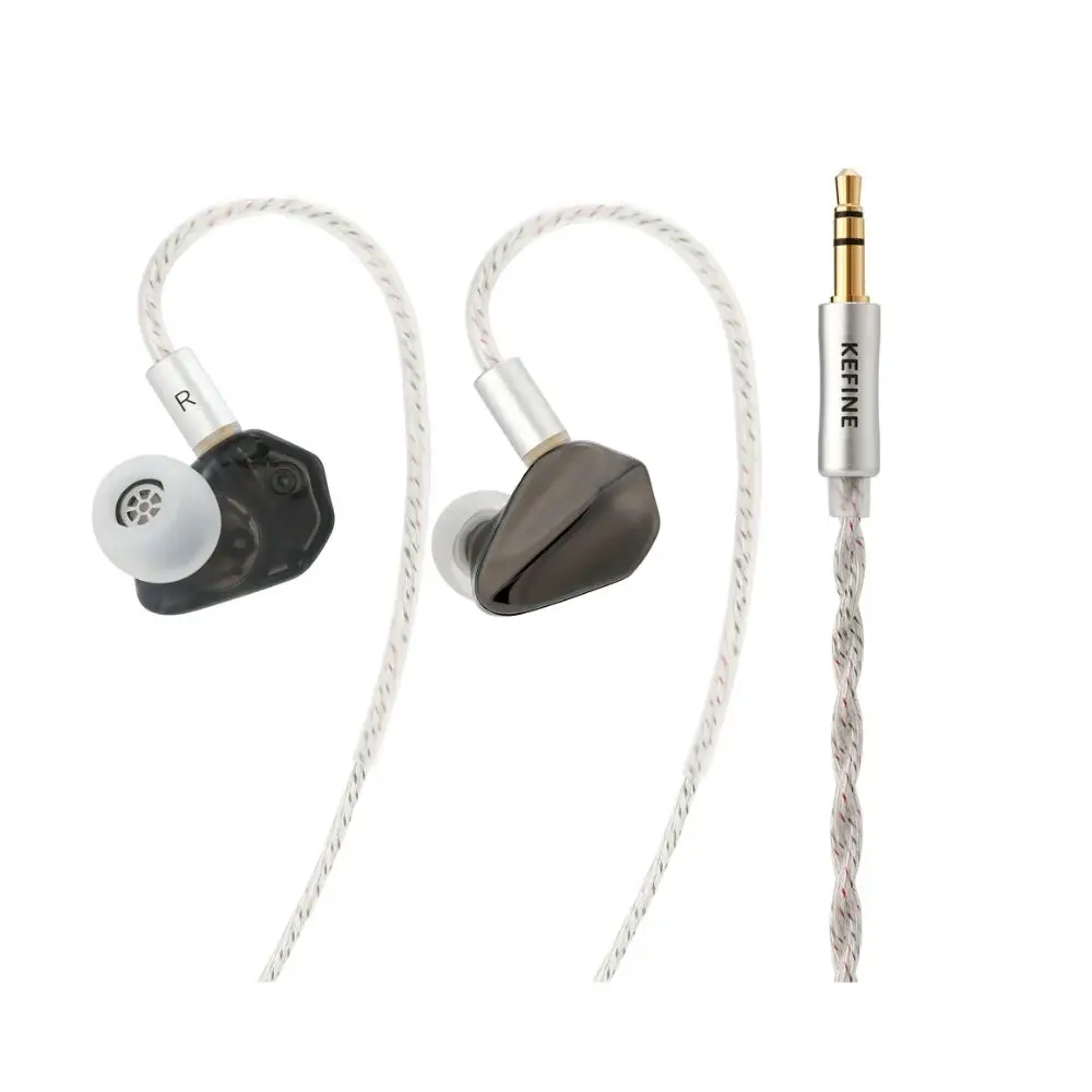 Person wearing KEFINE Loric in-ear monitor headphones comfortably