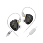 Person wearing KZ Castor Pro 2 tunable in-ear earphones with over-ear cable fit