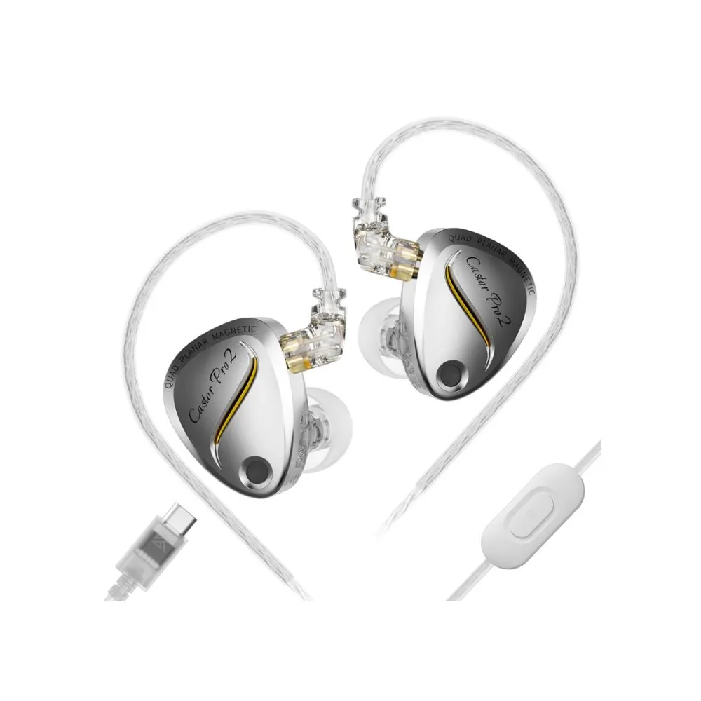 Close-up view of physical tuning switches on the KZ Castor Pro 2 IEM earphone shell