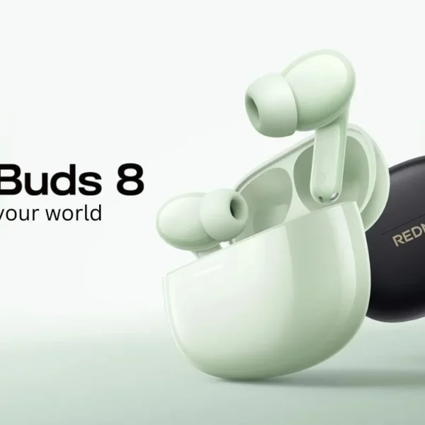 Xiaomi Redmi Buds 8 true wireless earbuds resting inside compact charging case