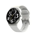 Close-up view of Haylou Solar Lite smartwatch heart rate sensor and charging contacts